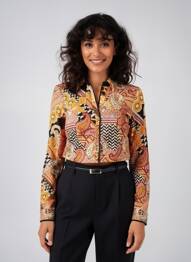 Chemisier coupe cintrée manches longues orange TINTA STYLE femme