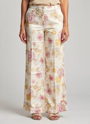 Pantalon large tissage popeline taille normale beige ZILCH femme