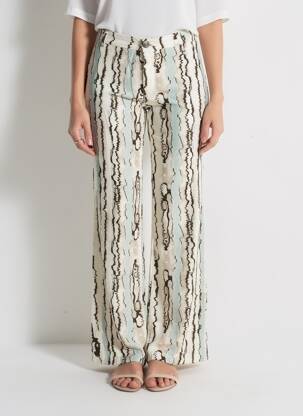 Pantalon large tissage popeline taille normale beige STORIATIPIC femme