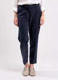 Pantalon chino fermeture zippée sous rabat boutonné taille haute bleu BARILOCHE femme