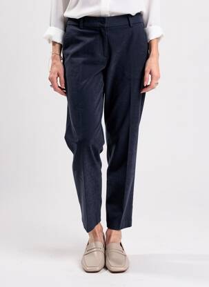 Pantalon chino fermeture zippée sous rabat boutonné taille haute bleu BARILOCHE femme