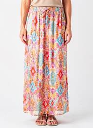 Jupe longue imprimé fantaisie orange TINTA STYLE femme