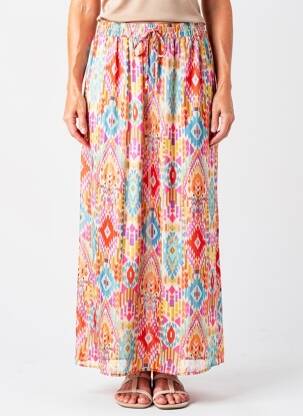 Jupe longue imprimé fantaisie orange TINTA STYLE femme