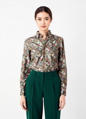 Chemisier coupe cintrée manches longues vert CARLOS CORDOBA femme