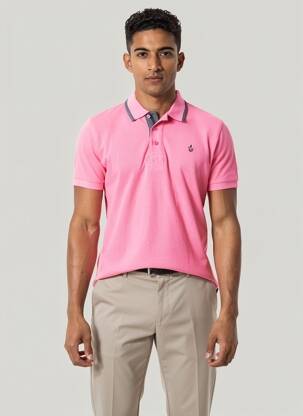 Polo coupe cintrée manches courtes rose HARPER&FLINT homme