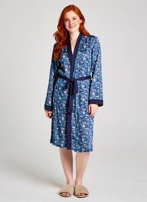 Robe de chambre tissage jersey bleu NAF NAF femme