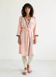 Peignoir col v rose CANAT femme