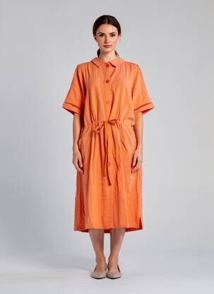 Robe de chambre poches orange CANAT femme