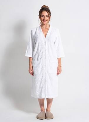 Robe de chambre tissage jersey blanc CANAT femme