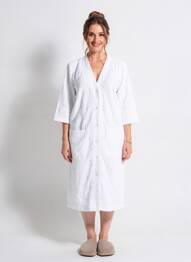 Robe de chambre tissage jersey blanc CANAT femme
