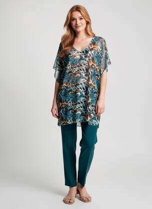 Tunique manches courtes tissage crêpe bleu ANTIGEL femme