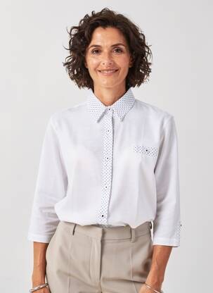 Chemisier imprimé fantaisie manches longues blanc I.ODENA femme