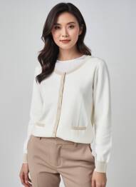Gilet manches longues coupe cintrée blanc GEVANA femme