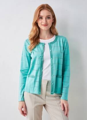 Gilet manches longues col rond bleu DIANE LAURY femme
