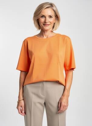 Top coupe cintrée manches 3/4 orange GRIFFON femme