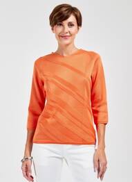 Pull coupe cintrée manches 3/4 orange TELMAIL femme