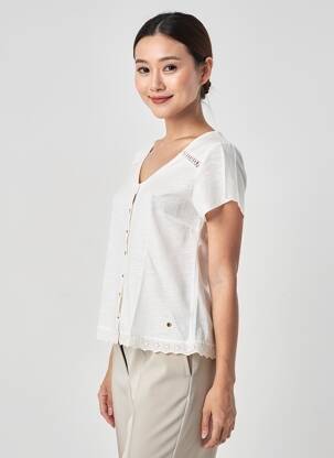 Top manches courtes manches courtes blanc C'EST BEAU LA VIE femme