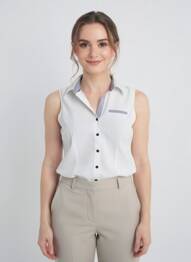 Chemisier coupe cintrée sans manche blanc C'EST BEAU LA VIE femme