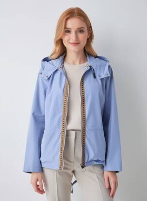 Imperméable fermeture zippée sur le devant a capuche bleu REVER MILE femme