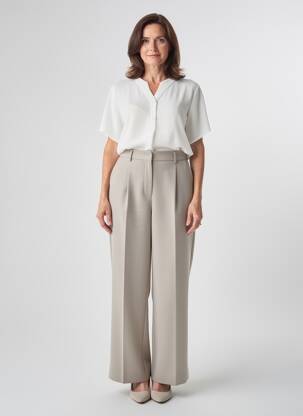 Blouse col rond manches courtes blanc PLURIELLES femme