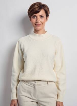 Pull coupe cintrée manches longues beige PLURIELLES femme