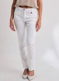Pantalon slim tissage popeline taille normale blanc TONI femme