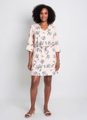 Robe courte coupe fluide manches 3/4 rose DIANE LAURY femme