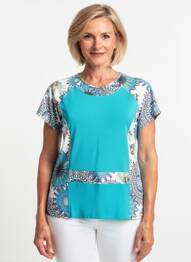T-shirt stretch manches courtes bleu JEAN DELFIN femme