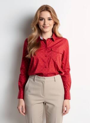 Chemisier coupe cintrée manches longues rouge C'EST BEAU LA VIE femme