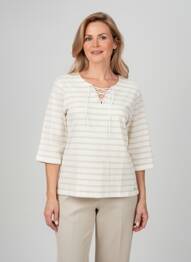 T-shirt col v manches 3/4 beige KATMAI femme
