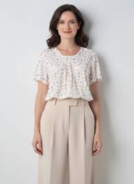 Blouse imprimé fleurs manches courtes orange PLURIELLES femme