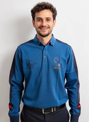 Polo manches longues manches longues bleu LOUIS VICTOR homme