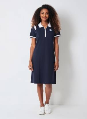 Robe mi-longue manches courtes manches courtes bleu DELAHAYE femme