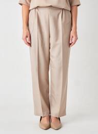 Pantalon droit tissage crêpe taille normale marron PLURIELLES femme