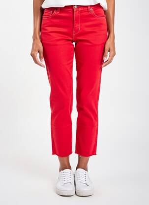 Pantalon 7/8 tissage popeline taille normale rouge WALTRON femme