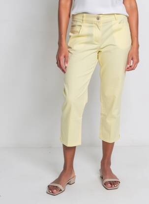 Pantalon 7/8 tissage popeline taille normale jaune DIANE LAURY femme