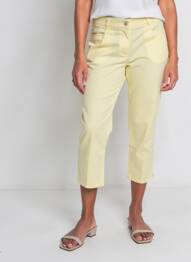 Pantalon 7/8 tissage popeline taille normale jaune DIANE LAURY femme