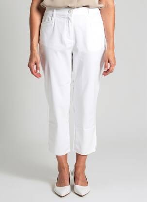 Pantalon 7/8 tissage popeline taille normale blanc DIANE LAURY femme