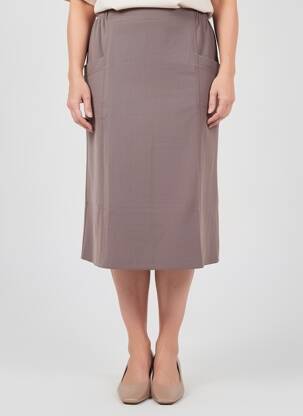 Jupe mi-longue coupe évasée marron PLURIELLES femme