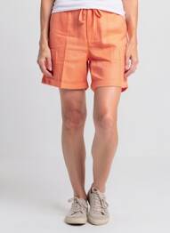 Short taille à pinces taille haute orange C'EST BEAU LA VIE femme