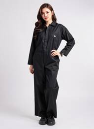 Combi-pantalon col chemisier manches longues noir DIXIE femme