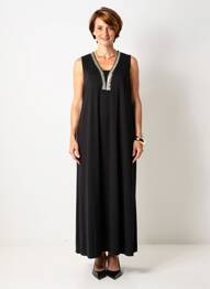 Robe longue sans manche sans manche noir EGATEX femme