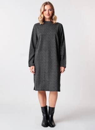 Robe mi-longue imprimé fantaisie manches longues gris M.X.O femme