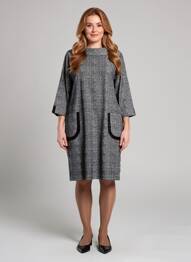 Robe mi-longue imprimé fantaisie manches longues noir BETTY BARCLAY femme