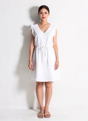 Robe courte sans manche sans manche blanc MISE AU GREEN femme
