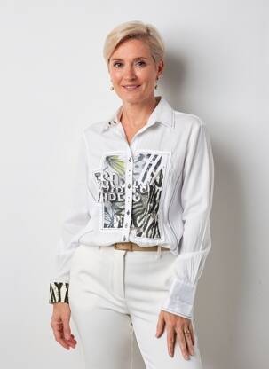 Chemisier coupe cintrée manches longues blanc JUST WHITE femme