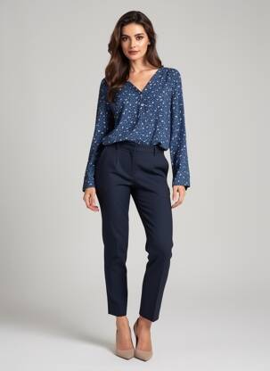 Blouse imprimé fantaisie manches longues bleu ELLE EST OU LA MER femme
