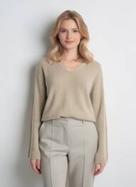 Pull col v manches longues beige CAMEL ACTIVE femme