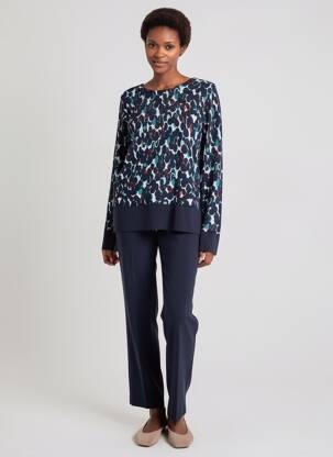Pull resserrée sur le bas manches longues bleu BETTY BARCLAY femme