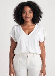 Top manches courtes manches courtes blanc MISE AU GREEN femme